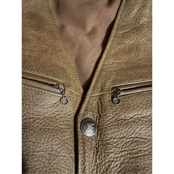 Coronado Leather Mens Vest 48Tall Cut Bison Concealed Carry Pockets Nickel snaps - Picture 16 of 16